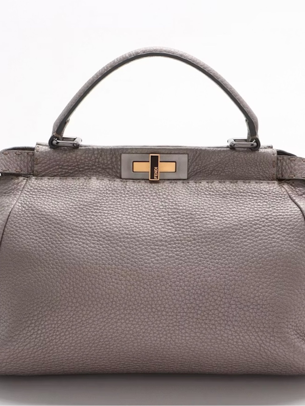 Fendi Medium Gray Leather Selleria Peekaboo Bag - Picture 16 of 16